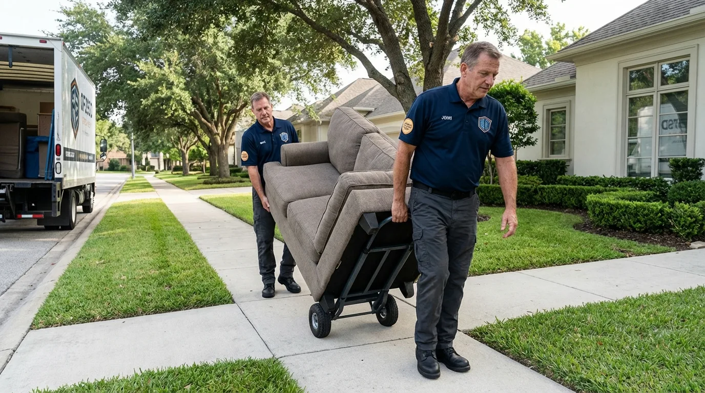 Local residential moving crew loading furniture in Cambria Heights, NY