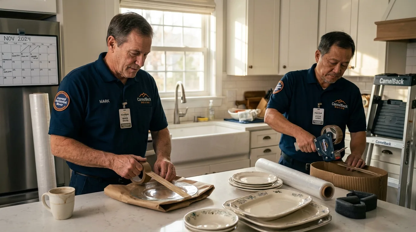 Professional crew packing kitchen dishware in Cambria Heights, NY